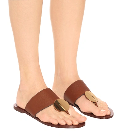 Shop Tory Burch Patos Leather Sandals In Brown