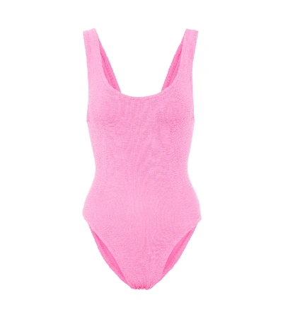 Shop Hunza G Square-neck Swimsuit In Pink