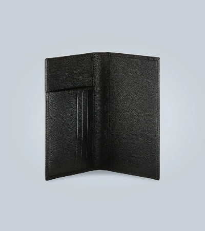 Prada Billfold Leather Wallet With Logo In Black