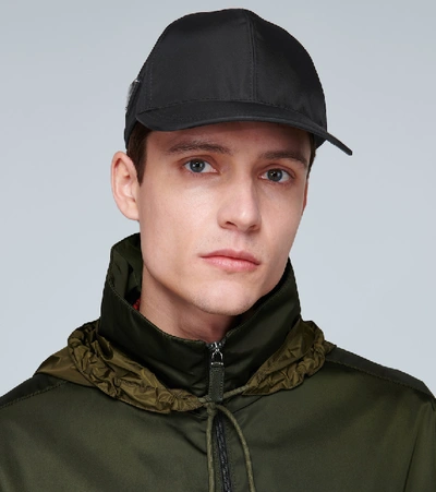 Shop Prada Re-nylon Baseball Cap In Black