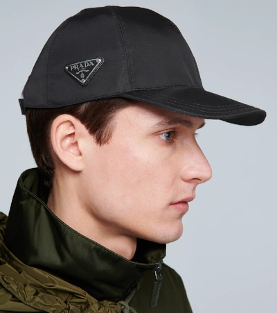 Shop Prada Re-nylon Baseball Cap In Black