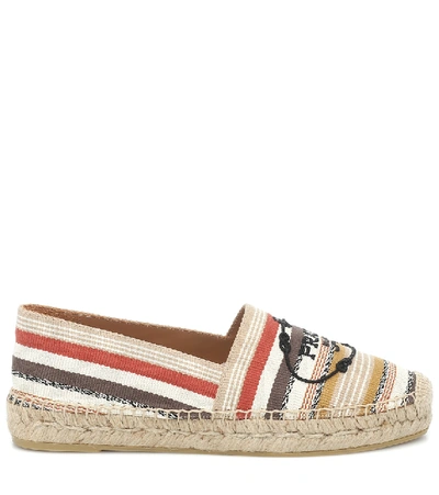 Shop Prada Striped Canvas Espadrilles In Multicoloured