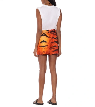 Shop Dries Van Noten Tiger-print Drawstring Shorts In Orange