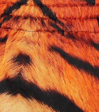 Shop Dries Van Noten Tiger-print Drawstring Shorts In Orange