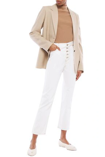 Shop Joseph Den Cropped High-rise Straight-leg Jeans In White