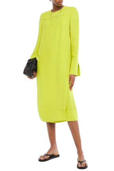 Shop Joseph Arlan Layered Neon Silk-crepe Midi Dress In Lime Green