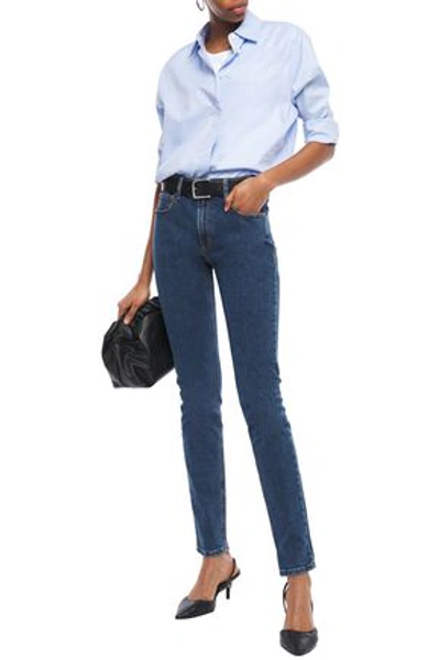 Shop Joseph Cloud Mid-rise Slim-leg Jeans In Mid Denim