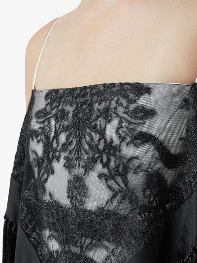Shop Burberry Fringed Embroidered Scarf-dress In Black