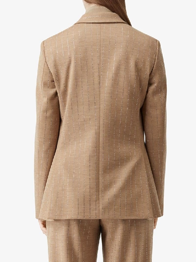 Shop Burberry Crystal-embellished Single-breasted Blazer In Neutrals