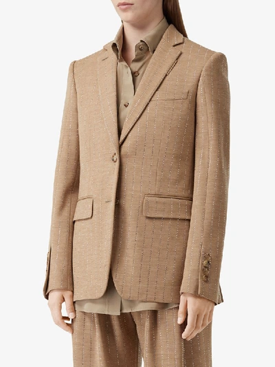 Shop Burberry Crystal-embellished Single-breasted Blazer In Neutrals