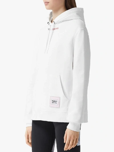 Shop Burberry Unicorns Print Hoodie In White