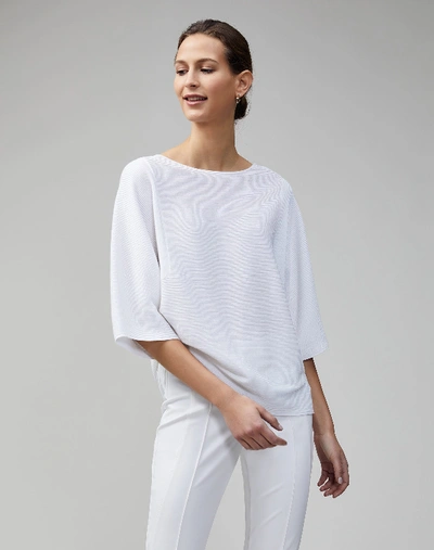 Shop Lafayette 148 Plus-size Cotton Crepe Bateau Neck Sweater In White