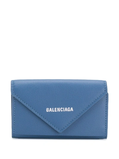 Shop Balenciaga Papier Key Case In Blue