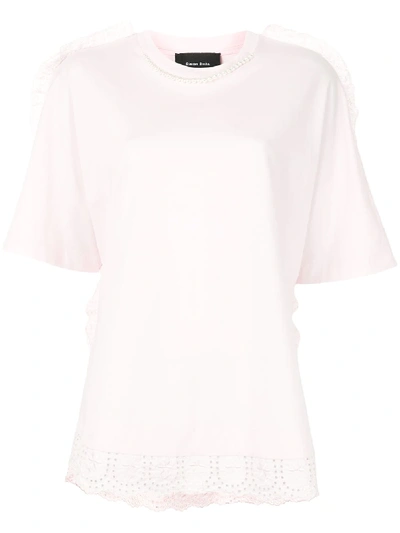 Shop Simone Rocha Lace Trim T-shirt In Pink