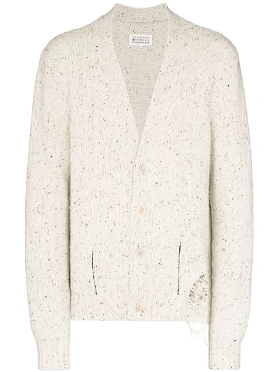 Shop Maison Margiela Gauge-knit Cardigan In White