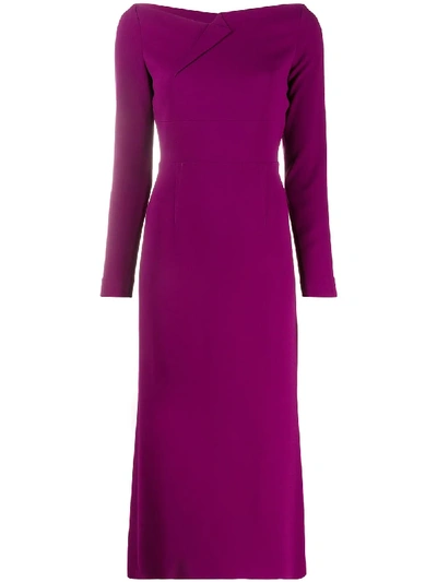 Shop Roland Mouret Boat Neck Fitted Dress In Purple