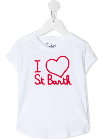 Shop Mc2 Saint Barth I Love St. Barth Embroidered T-shirt In White