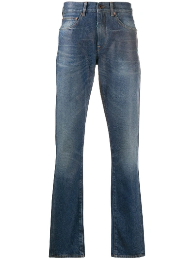 Shop Off-white Light Stonewash Bootcut Jeans In Blue