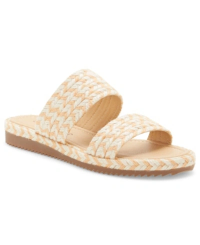 Shop Lucky Brand Women's Decime Woven Slide Sandals Women's Shoes In Peach Multi