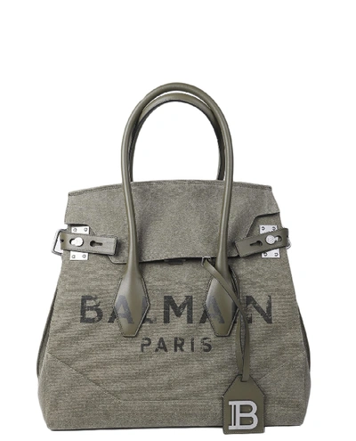 Shop Balmain Green Le 44 Bag