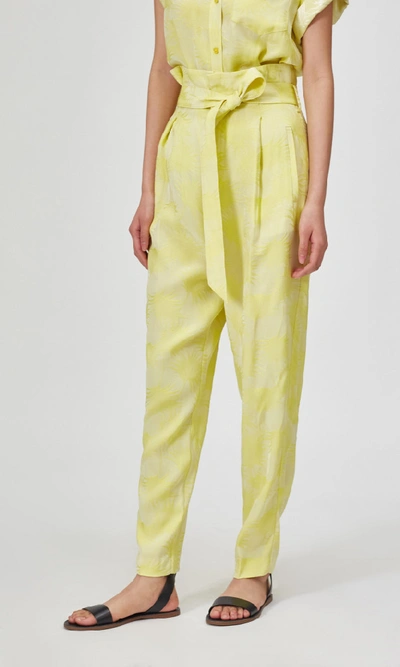 Shop Equipment Cropped Joele Trouser In Green Sheen Yellow Cream