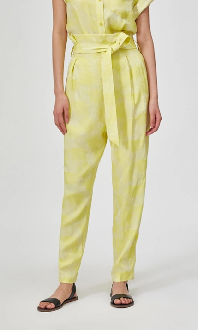 Shop Equipment Cropped Joele Trouser In Green Sheen Yellow Cream