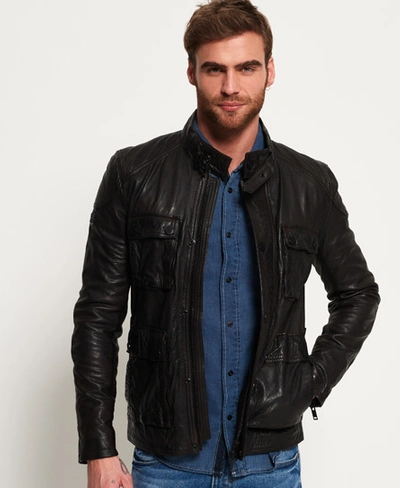 Superdry Leather Rotor Jacket In Brown | ModeSens
