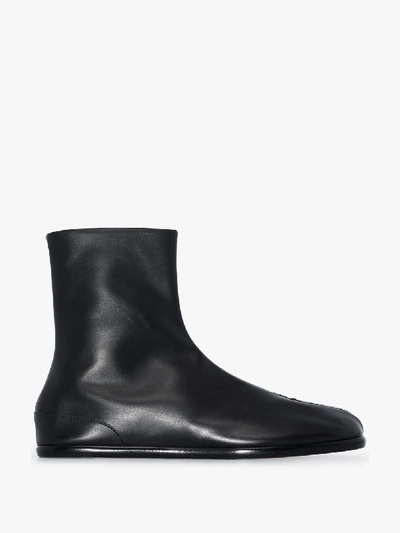 Shop Maison Margiela Tabi Leather Ankle Boots In Black