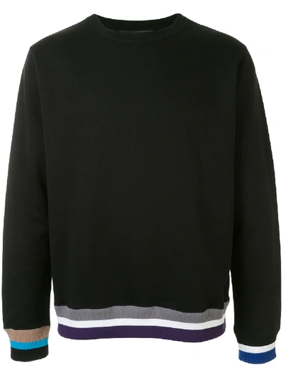Shop Sophnet Line Ribbed Crewneck Sweatshirt In Black