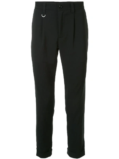 Shop Sophnet Double Cuff Slim Fit Tuck Pants In Black