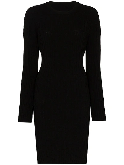 Shop Mm6 Maison Margiela Cut-out Ribbed-knit Dress In Black