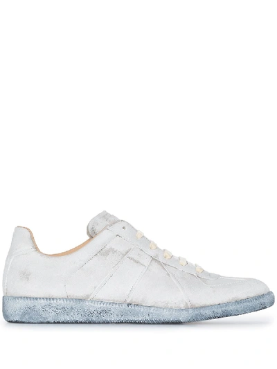 Shop Maison Margiela Replica Distressed Leather Sneakers In Grey