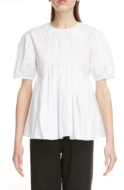 Shop Cecilie Bahnsen Marie Ruffled Babydoll Blouse In White