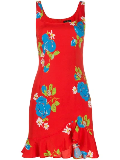 Shop De La Vali Floral Mini Dress In Red