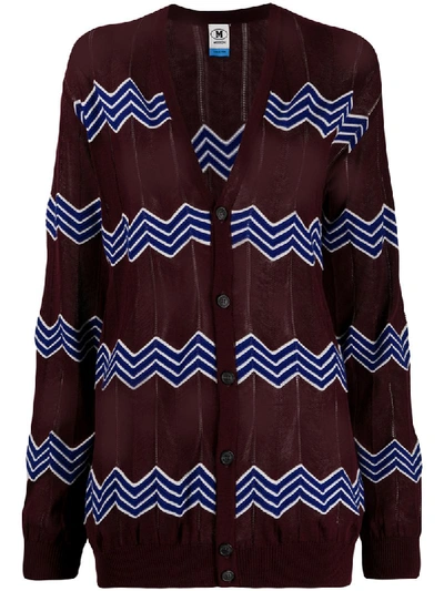 Shop M Missoni Zig-zag Pattern Cardigan In Red