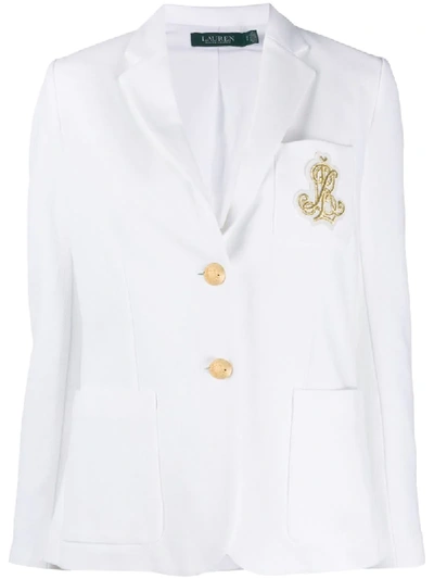 Shop Polo Ralph Lauren Single-breasted Logo Blazer In White