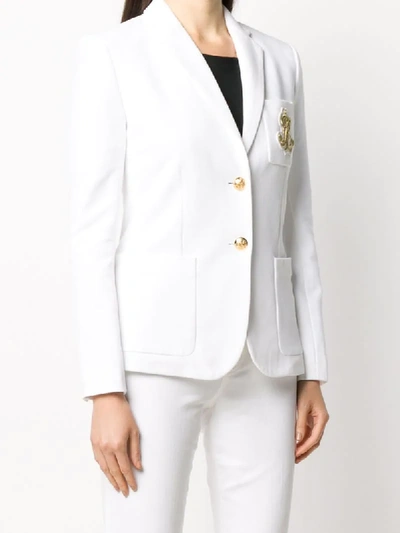 Shop Polo Ralph Lauren Single-breasted Logo Blazer In White