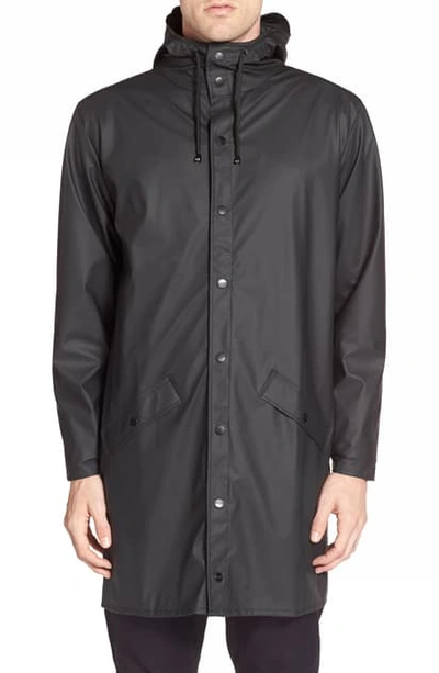 Shop Rains Waterproof Hooded Long Rain Jacket In Black