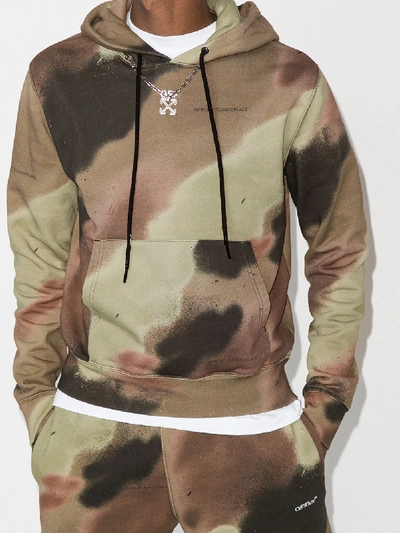 Shop Off-white Camouflage Stencil Print Cotton Hoodie In Green