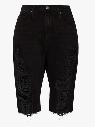 Shop Frame Black Le Vintage Ripped Bermuda Shorts