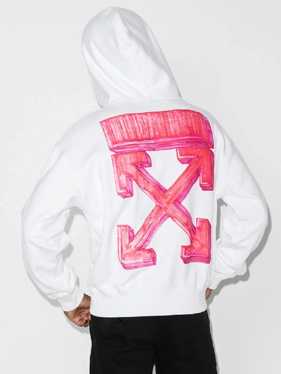 Shop Off-white Marker Arrow Print Cotton Hoodie In White