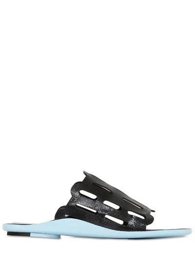Kenzo 10mm Embossed Patent Leather Sandals In Light Blue
