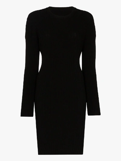Shop Mm6 Maison Margiela Womens Black Cut-out Ribbed-knit Dress