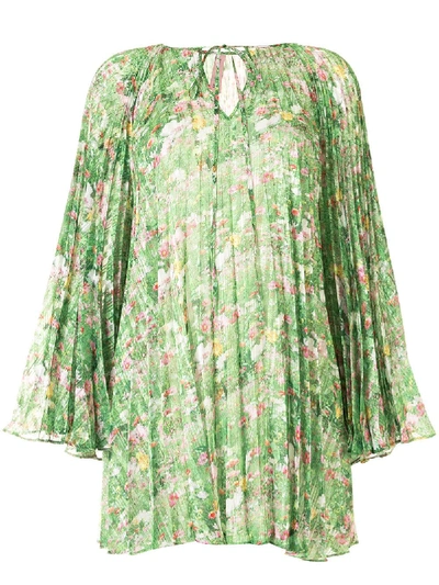 Shop Romance Was Born Lacy Gardens Pleated Blouse In Green
