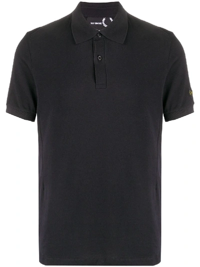 Shop Raf Simons X Fred Perry Embroidered Sleeve Polo Shirt In Black