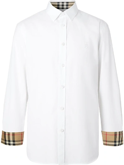 Shop Burberry Monogram Motif Slim-fit Shirt In White