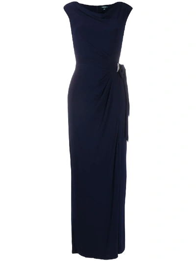 Shop Polo Ralph Lauren Rhinestone-embellished Evening Dress In Blue