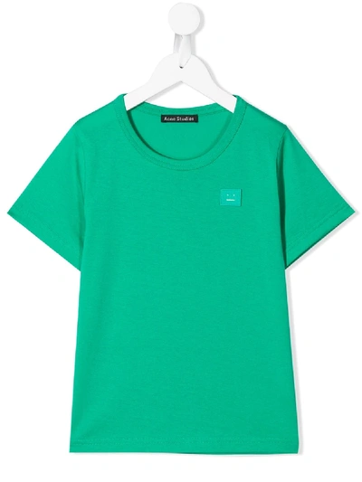 Shop Acne Studios Mini Nash Face T-shirt In Green