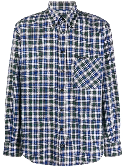 Pre-owned Valentino 1990s Checked Button-down Shirt In Blue