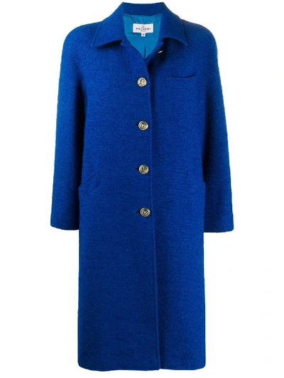 Pre-owned Valentino 2000s Single-breasted Coat In Blue